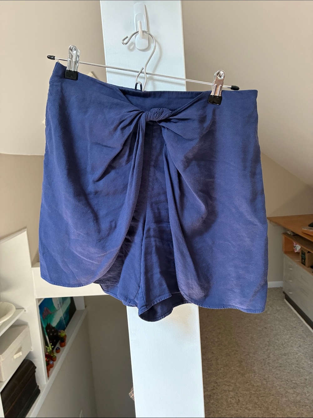 Anthropologie Navy Blue Twist-Front Skort